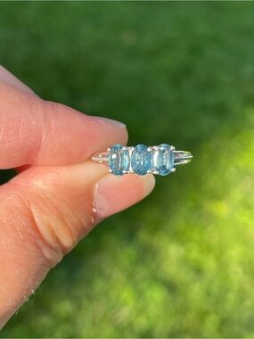 Teal Kyanite 3 Stone Ring